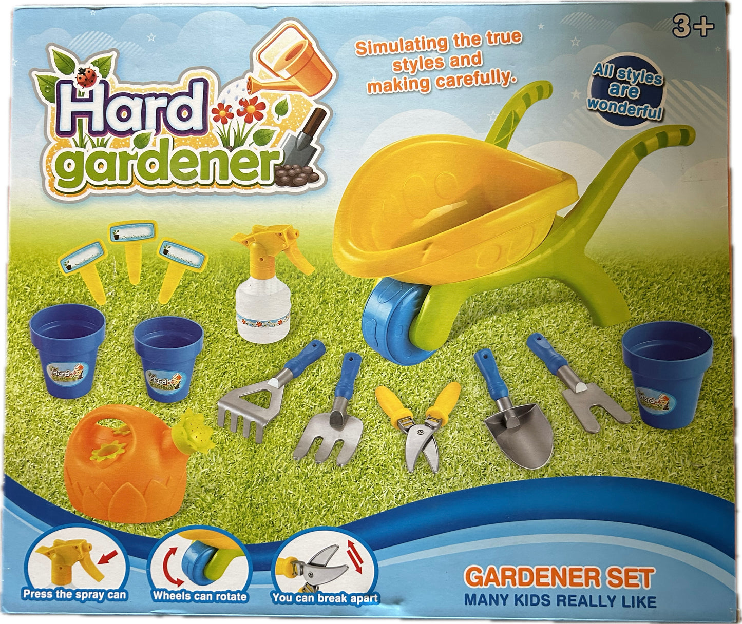 Gartenset für Kinder mit Schubkarre und Zubehör