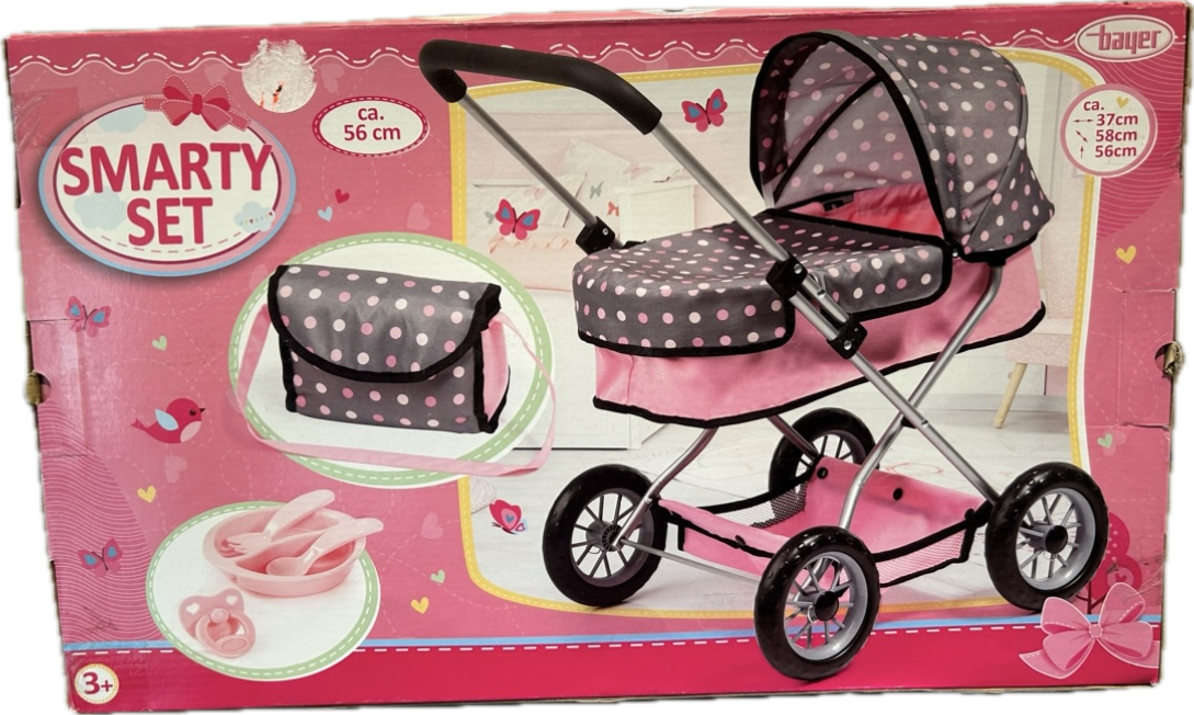 Bayer Design Puppenwagen Smarty Set mit Besteck Schnuller Pflegetasche NEU & OVP