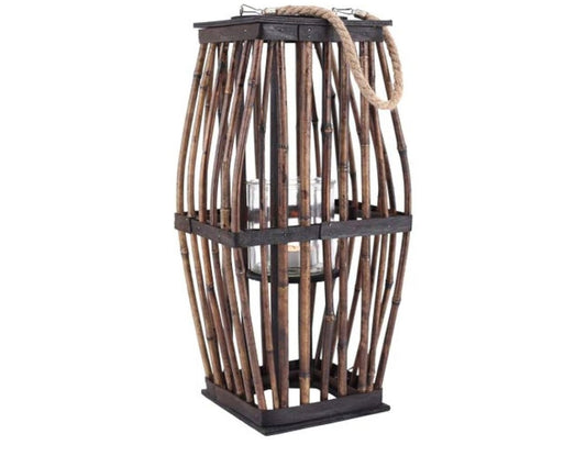 Laterne Bambus mit Glas- Windlicht, braun Höhe ca. 51cm