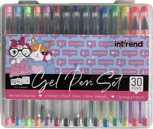 Gel Pen Set (30 Stk.) inkl. 3 Schablonen