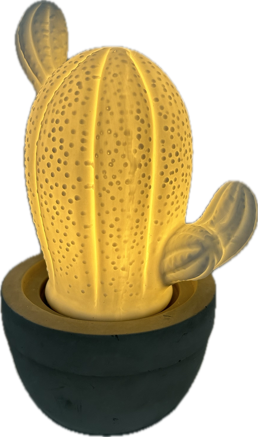 Tischlampe Kaktus aus Beton, Tischleuchte, Nachtlicht NINO Stehlampe